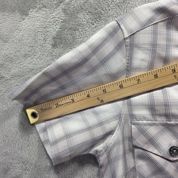 Dixxon Shirt Womens Small Gray Plaid Short Sleeve Button Down The Ridgeline - Picture 6 of 10